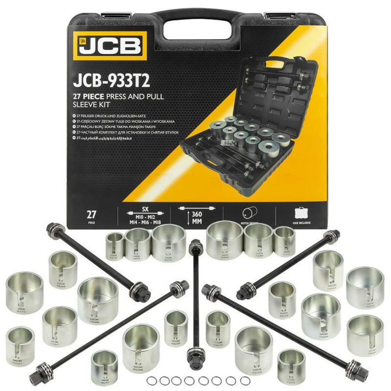 JCB 27 Piece Silent Block, Bush, and Bearing Puller Kit, Universal Fit | JCB-933T2