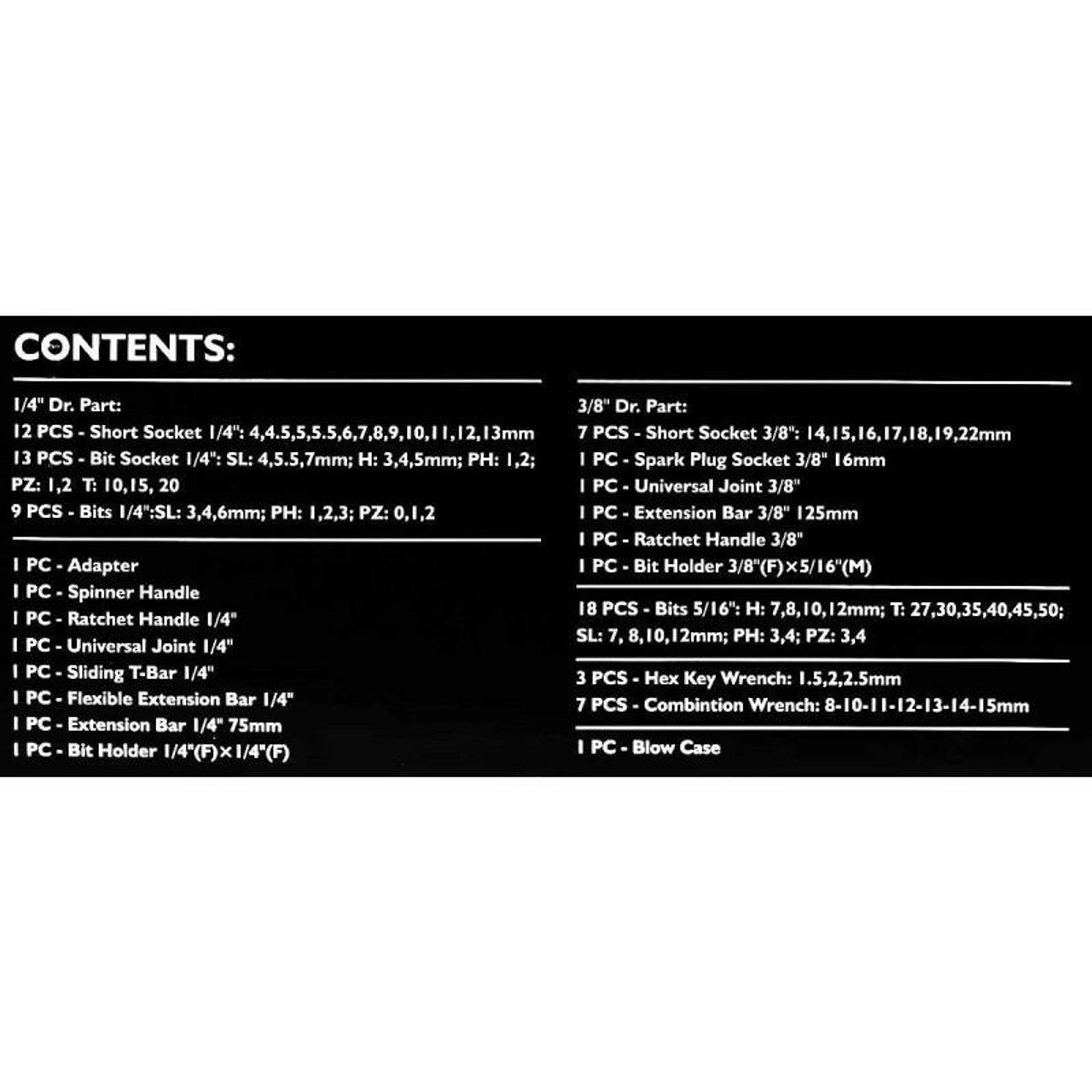 JCB 82 Piece Tool Set, 1/4" & 3/8" Drive | JCB-4821-5DS