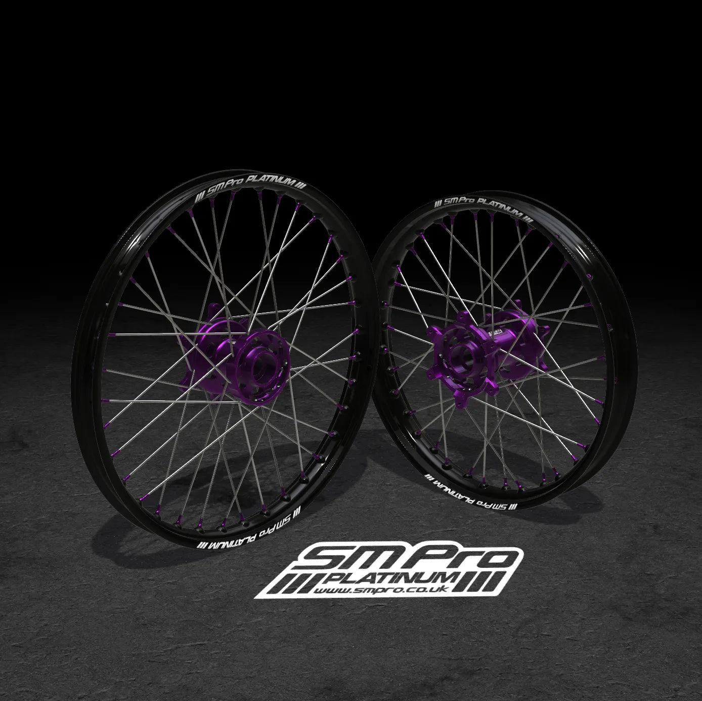 SM PRO SUR RON WHEEL SET 19/19" STANDARD PURPLE/PURPLE/STEEL COMBO - Go Off Road Barnsley