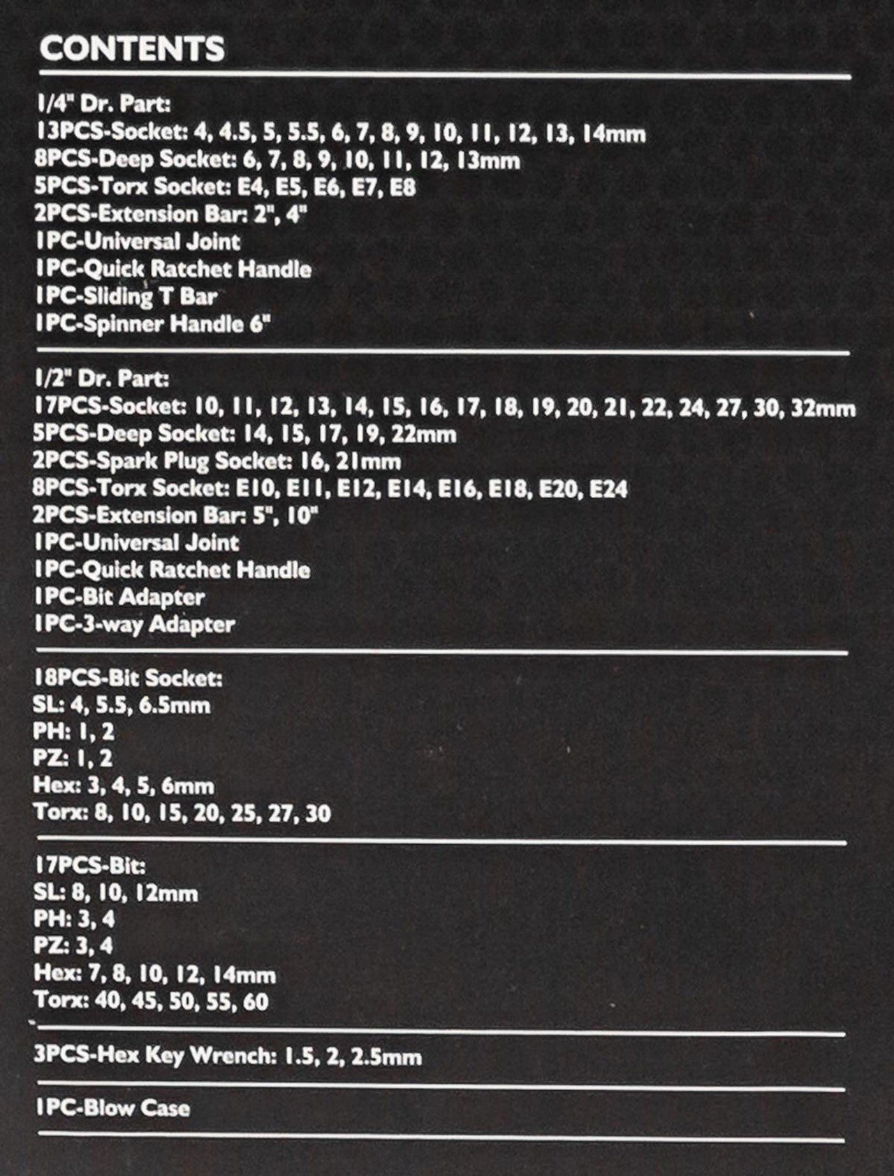 JCB 108 Piece Socket and Bit Set, Chrome Vanadium Steel | JCB-41082-5