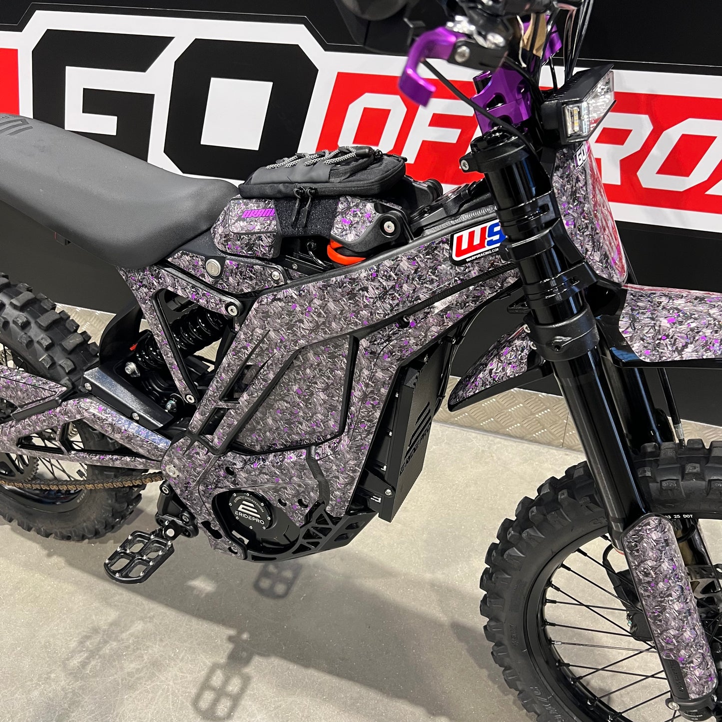 USED E-RIDE PRO SR WITH PURPLE UPGRADES