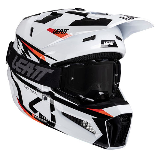 LEATT HELMET MOTO 3.5 V25 WHITE INCLUDES 3.5 GOGGLE