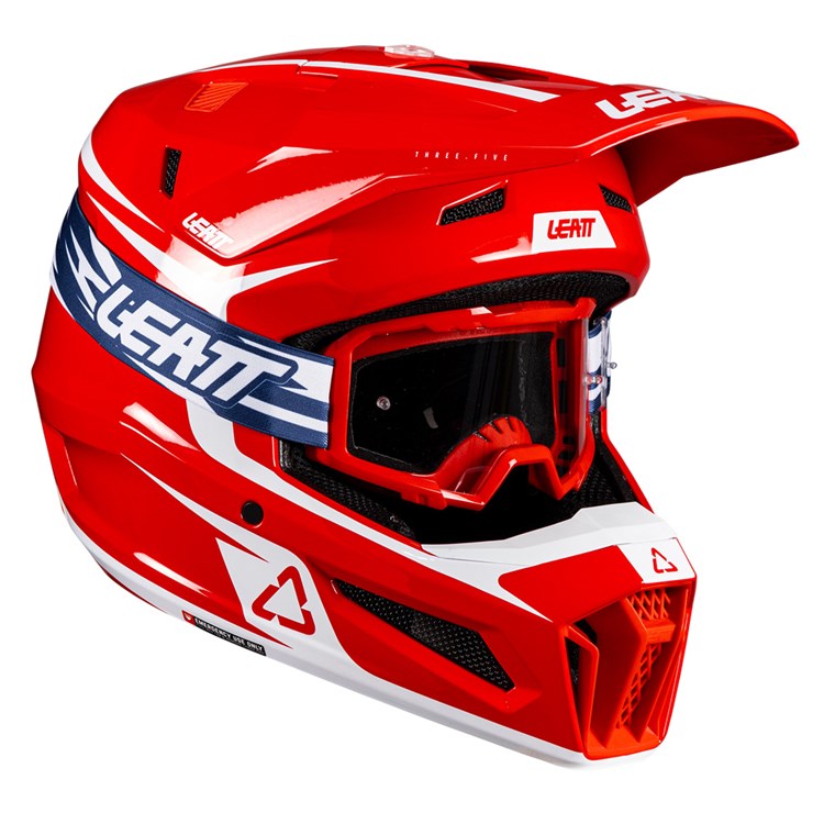 LEATT HELMET MOTO 3.5 V26 RED INCLUDES 3.5 GOGGLE