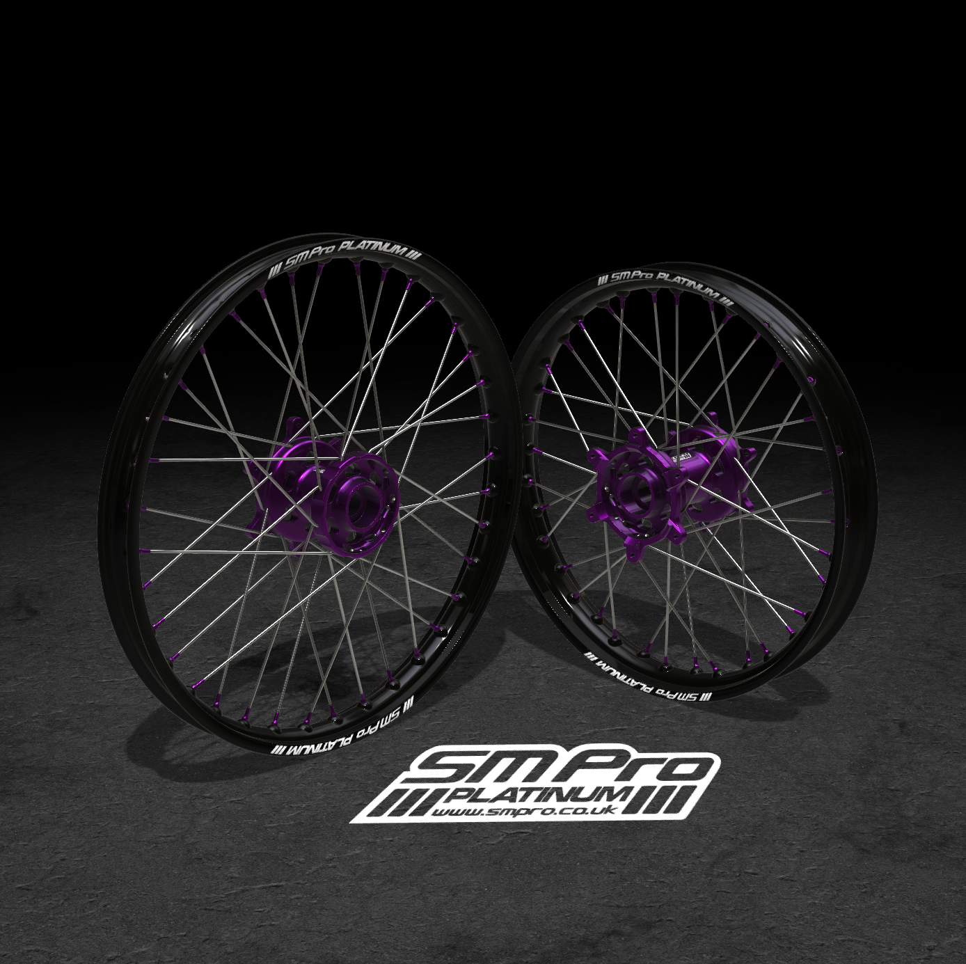 SM PRO SUR RON WHEEL SET 19/19" STANDARD PURPLE/PURPLE/STEEL COMBO