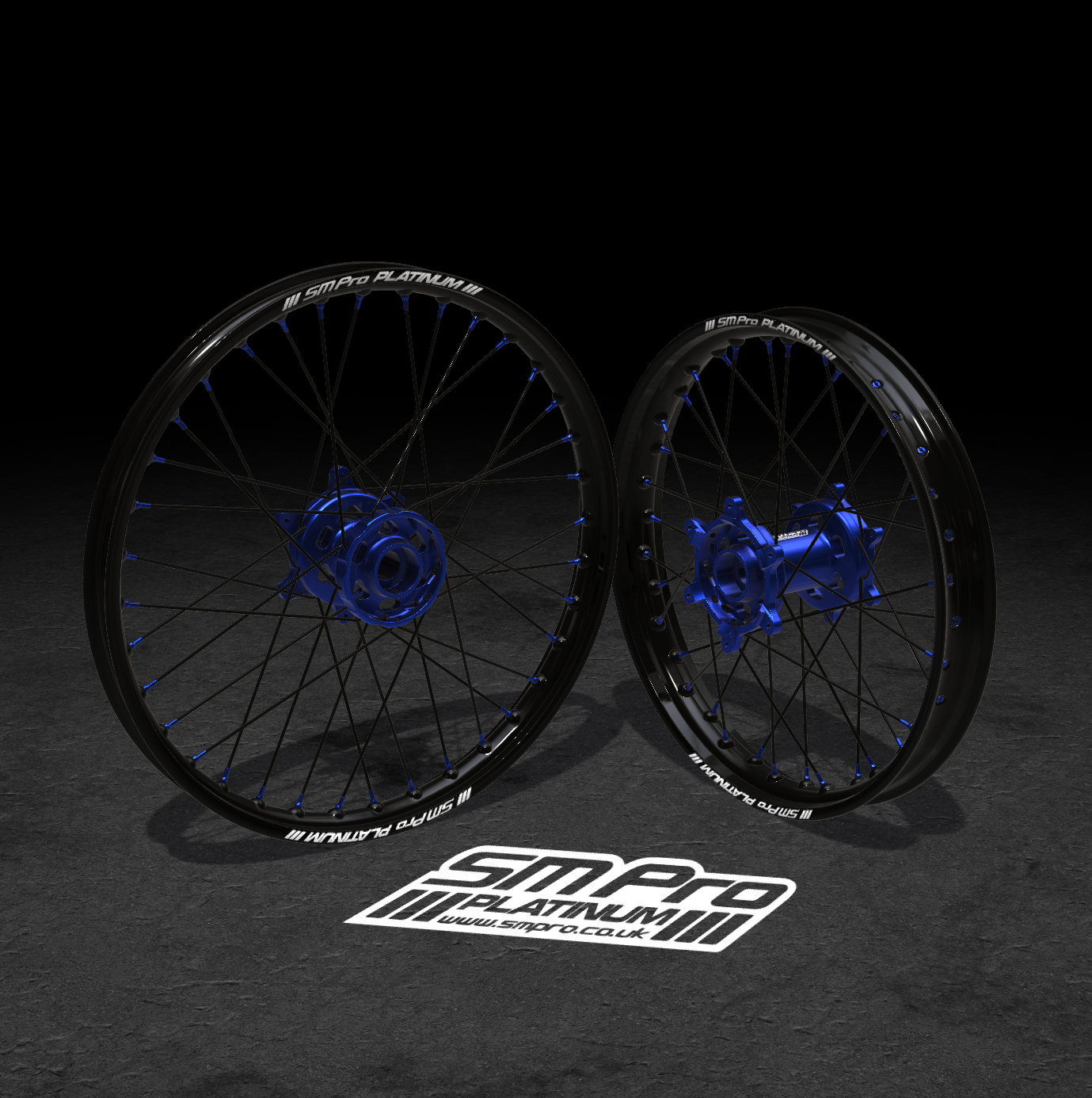 SM PRO TALARIA WHEEL SET 19/16" BLACK/BLUE COMBO