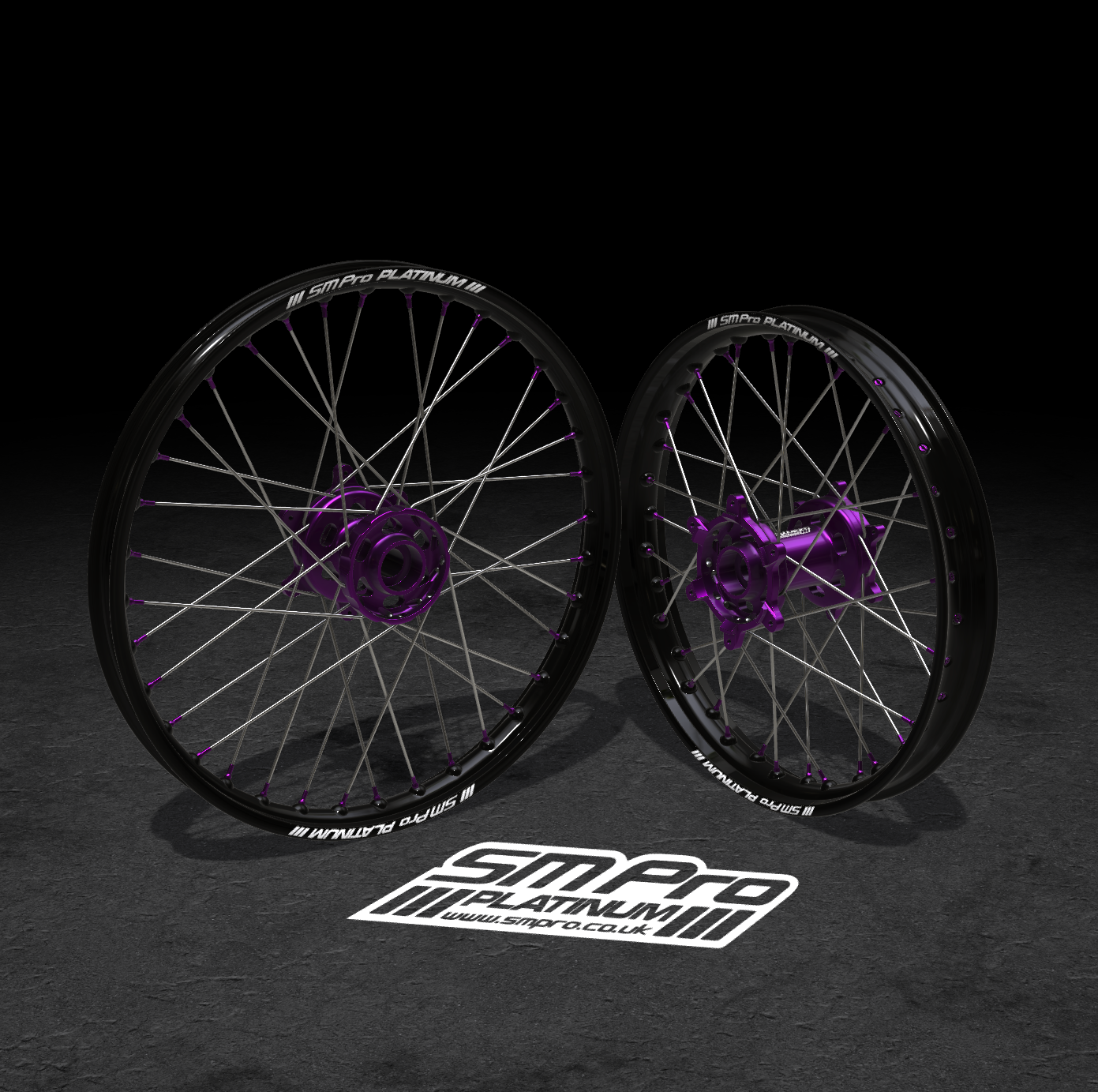 SM PRO TALARIA WHEEL SET 19/16" SILVER/PURPLE COMBO