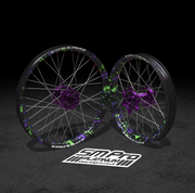 SM PRO ULTRA BEE WHEEL SET 21/18" SPLATTERKOTE GREEN/PURPLE COMBO