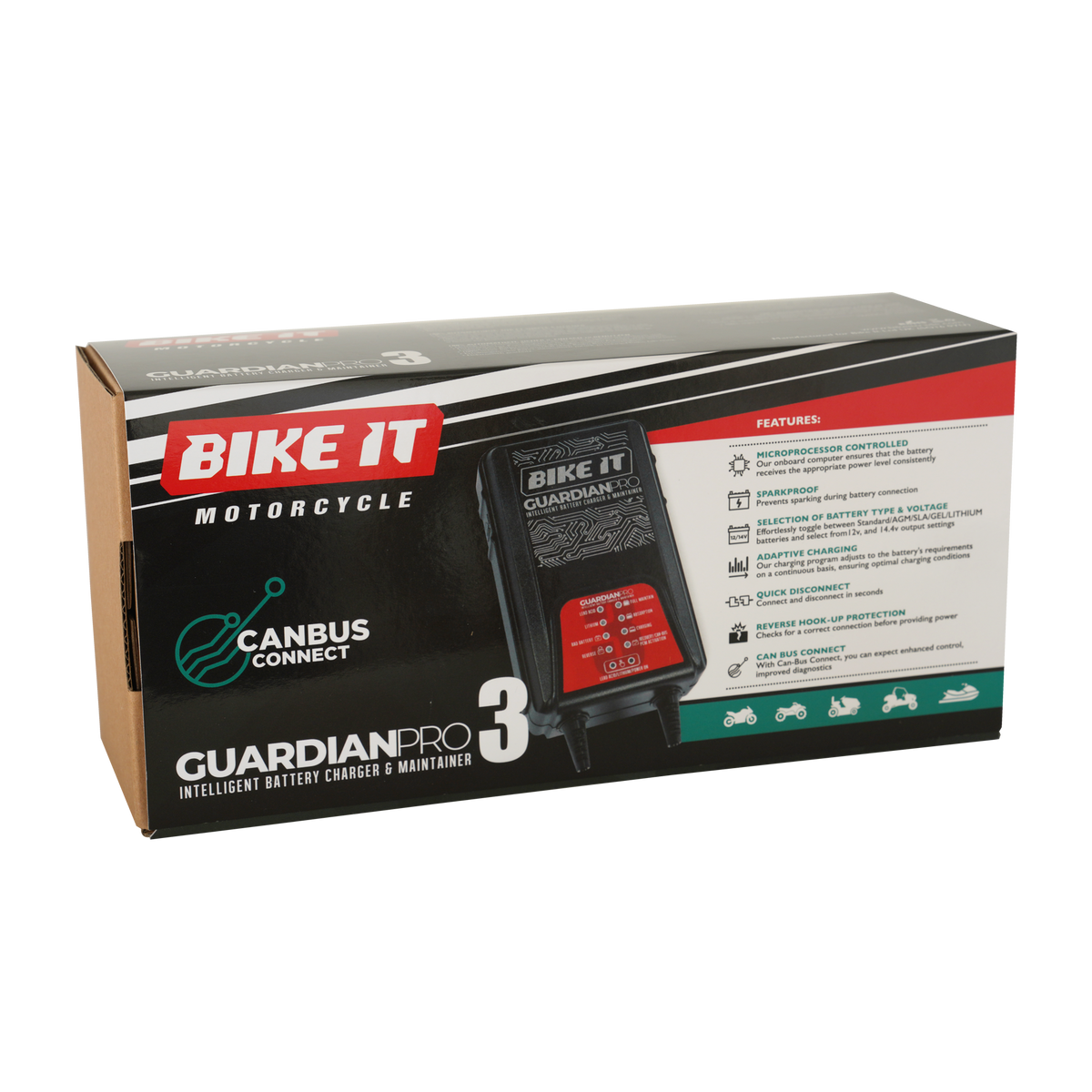 Bike It Guardian Pro 3 Intelligent Battery Charger and Maintainer 12/14.4V 3.8A