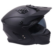 Stealth Fighter Multi Function Motorcycle Full & Open Face Helmet - Matt Black