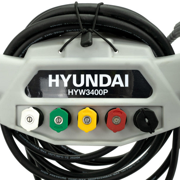 Hyundai 3400psi / 234 bar 209cc Petrol Pressure Washer, 9L/min, 10m Hose & Detergent Tank | HYW3400P