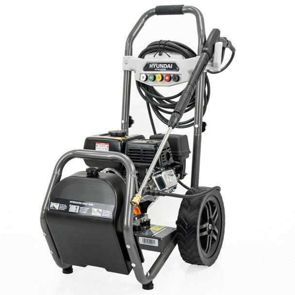 Hyundai 3400psi / 234 bar 209cc Petrol Pressure Washer, 9L/min, 10m Hose & Detergent Tank | HYW3400P