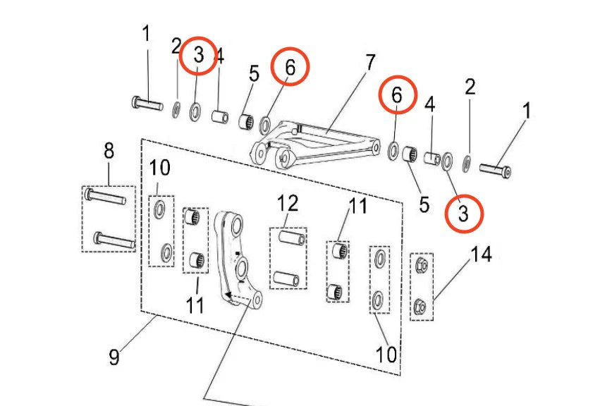 SUR RON Light Bee Rear Triangle Nylon Washer