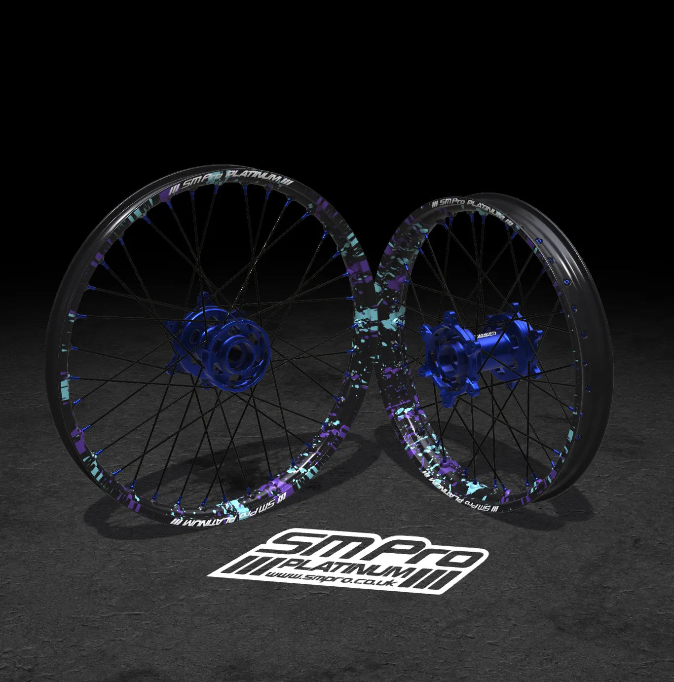 SM PRO SUR RON WHEEL SET 19/16" SPLATTERKOTE BLUE/PURPLE COMBO - Go Off Road Barnsley