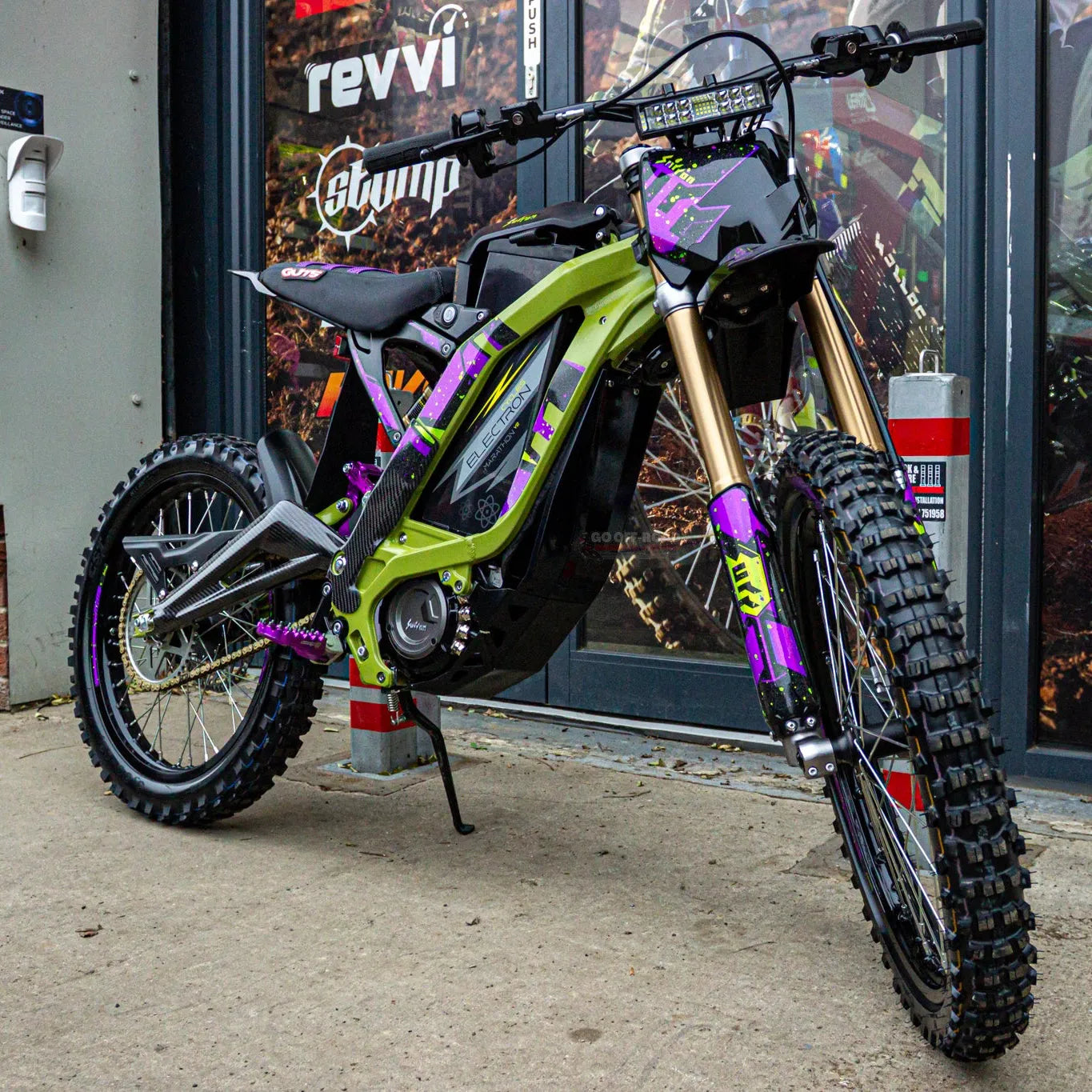 SUR RON OEM GRAPHICS KIT - PURPLE/GREEN SPLATTER HOLOGRAPHIC – Go Off ...
