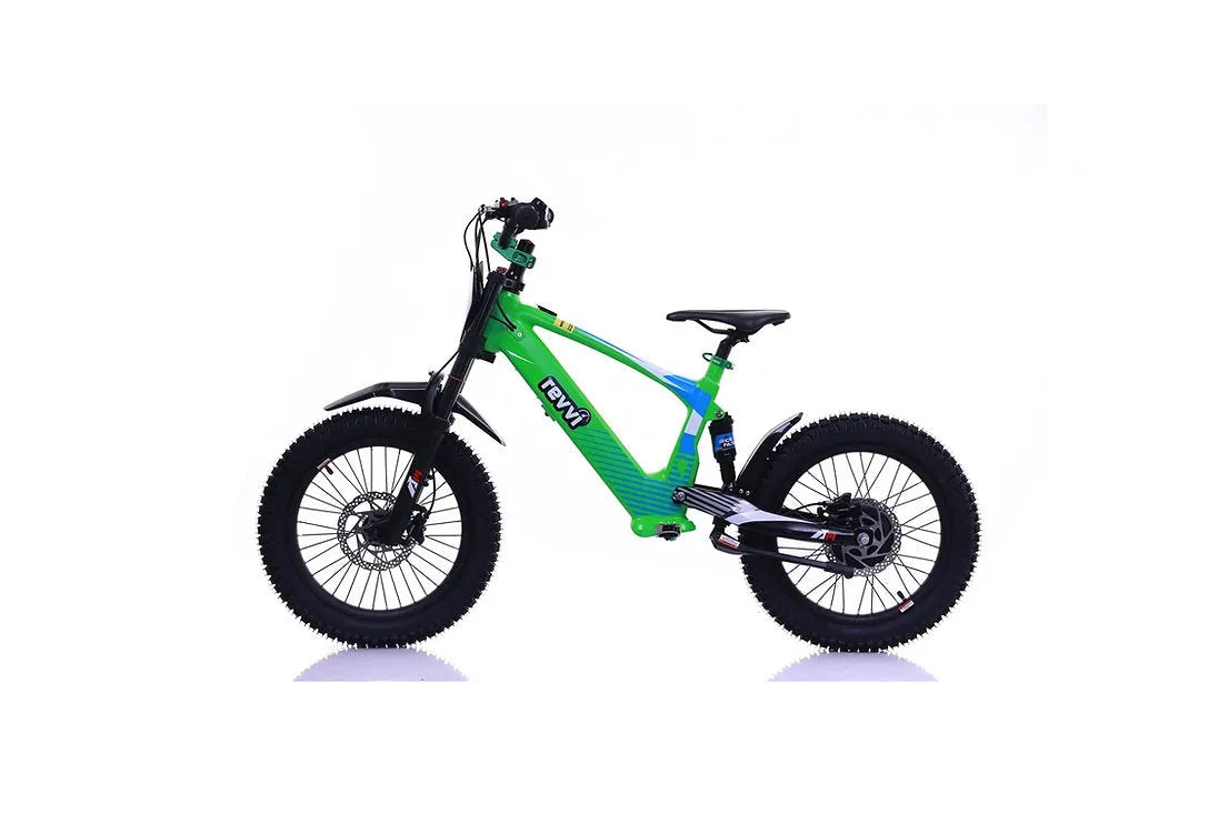 REVVI 18" ELECTRIC BIKE - green color -IN STOCK NOW - Go Off Road Barnsley