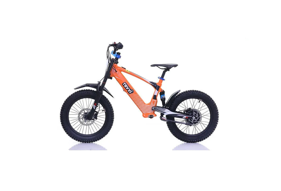 REVVI 18" ELECTRIC BIKE - orange color - IN STOCK NOW - Go Off Road Barnsley