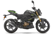 Side profile of QJMotor SRK 125 S naked motorcycle in green and black