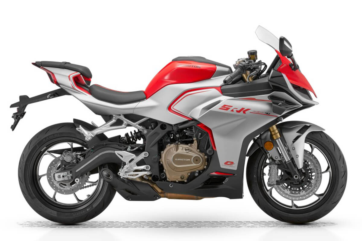 Side profile of QJMotor SRK 421 RR supersport motorcycle